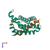 PDB entry 2voh coloured by chain, top view.
