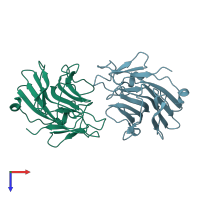 PDB entry 2vok coloured by chain, top view.