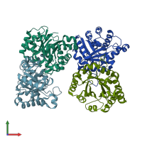 PDB entry 2vom coloured by chain, front view.