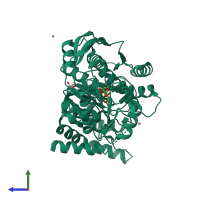 PDB entry 2vor coloured by chain, side view.