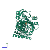 PDB entry 2vos coloured by chain, side view.