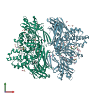 PDB entry 2vot coloured by chain, front view.