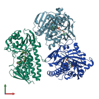 PDB entry 2vou coloured by chain, front view.