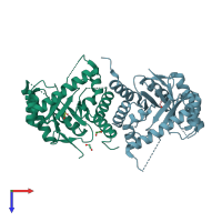 PDB entry 2vp8 coloured by chain, top view.