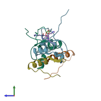 PDB entry 2vpe coloured by chain, side view.