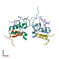 PDB entry 2vpg coloured by chain, front view.