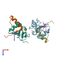 PDB entry 2vpg coloured by chain, top view.