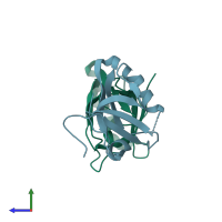 PDB entry 2vph coloured by chain, side view.