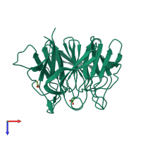 PDB entry 2vpj coloured by chain, top view.