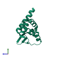 PDB entry 2vpk coloured by chain, side view.