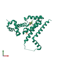 PDB entry 2vpr coloured by chain, front view.