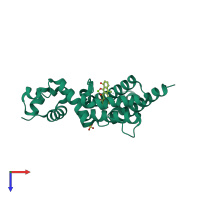 PDB entry 2vpr coloured by chain, top view.