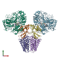 PDB entry 2vpz coloured by chain, front view.