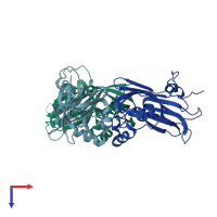 PDB entry 2vq0 coloured by chain, top view.