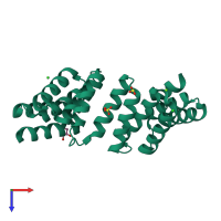PDB entry 2vq2 coloured by chain, top view.