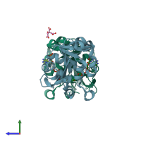 PDB entry 2vq3 coloured by chain, side view.