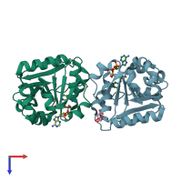PDB entry 2vq3 coloured by chain, top view.