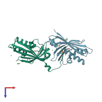 PDB entry 2vq5 coloured by chain, top view.