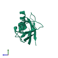 PDB entry 2vq9 coloured by chain, side view.