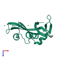 PDB entry 2vq9 coloured by chain, top view.