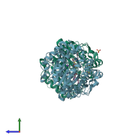 PDB entry 2vqo coloured by chain, side view.