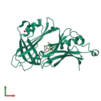 PDB entry 2vqp coloured by chain, front view.
