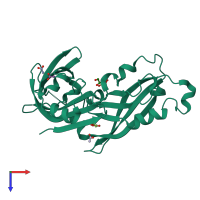 PDB entry 2vqp coloured by chain, top view.