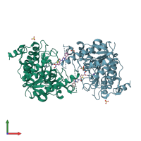 PDB entry 2vqv coloured by chain, front view.