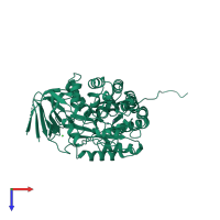 PDB entry 2vr2 coloured by chain, top view.
