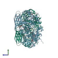 PDB entry 2vr4 coloured by chain, side view.