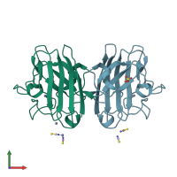 PDB entry 2vr7 coloured by chain, front view.