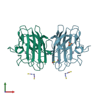 PDB entry 2vr8 coloured by chain, front view.