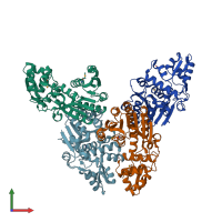 PDB entry 2vrc coloured by chain, front view.