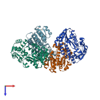PDB entry 2vrc coloured by chain, top view.