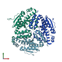 PDB entry 2vre coloured by chain, front view.