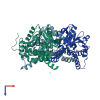 PDB entry 2vre coloured by chain, top view.