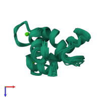 PDB entry 2vrg coloured by chain, ensemble of 20 models, top view.