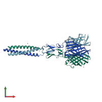 PDB entry 2vrs coloured by chain, front view.