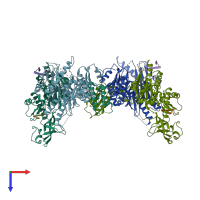 PDB entry 2vrt coloured by chain, top view.