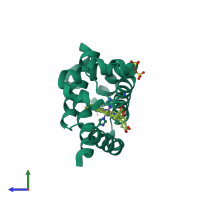 PDB entry 2vry coloured by chain, side view.