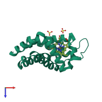 PDB entry 2vry coloured by chain, top view.