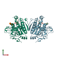 PDB entry 2vs3 coloured by chain, front view.