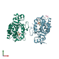 PDB entry 2vs5 coloured by chain, front view.