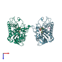 PDB entry 2vs5 coloured by chain, top view.