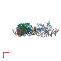 PDB entry 2vs7 coloured by chain, top view.