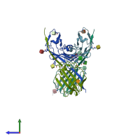 PDB entry 2vsc coloured by chain, side view.