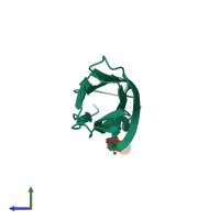 PDB entry 2vsd coloured by chain, side view.