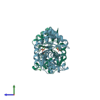 PDB entry 2vsi coloured by chain, side view.