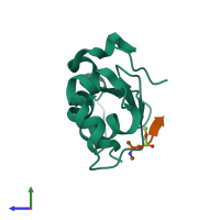 PDB entry 2vsl coloured by chain, side view.