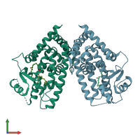 PDB entry 2vsr coloured by chain, front view.